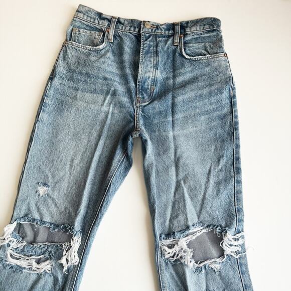 We the Free People Jeans Knees Straight Leg Distressed Button Fly - Picture 4 of 6